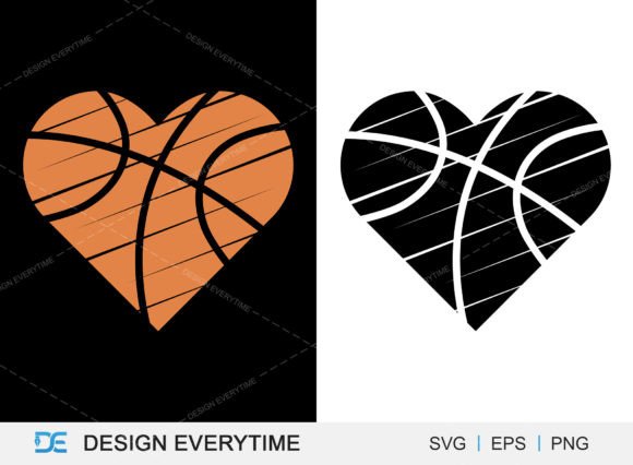 Basketball with Heart Shape Vector Graphics