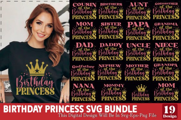Birthday Princess SVG Bundle: Graphics & T-Shirt Designs